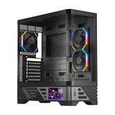 Корпус 1STPLAYER MC8 Black / ATX / 5.5" LCD display / 3x120mm ARGB fans & hub / MC8-BK-2FH7R-1FH7-HUB3