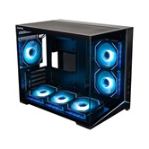 Корпус XASTRA QW505M 6ARGB-C10 Black mATX/Aquarium/Screewless/ 6x120mm ARGB PWM FM fans/Argb+PWM HUB 10port/Led strip/ QW505M-6FM12A-C10